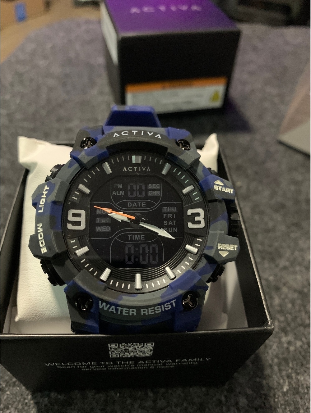 Activa x Invicta digital camouflage blue watch